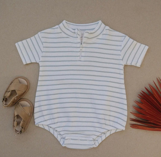 Seafoam Stripe Bubble Romper - Tiny Cubs and co.