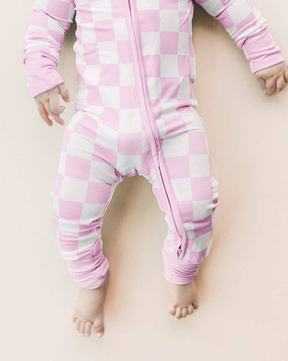 Pink Checkered Bamboo Romper