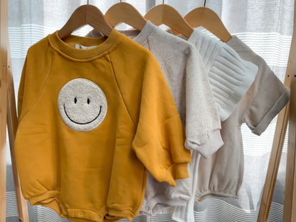 Sherpa Smiley Bubble Romper| Mustard