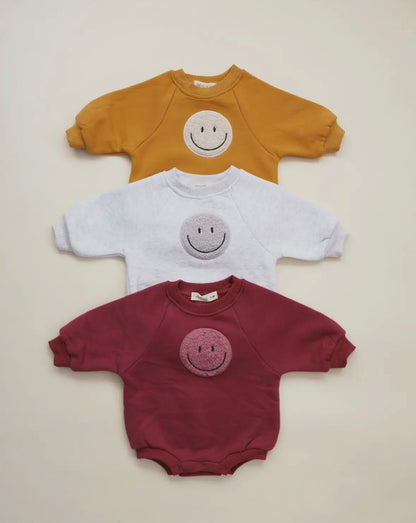 Sherpa Smiley Bubble Romper| Mustard