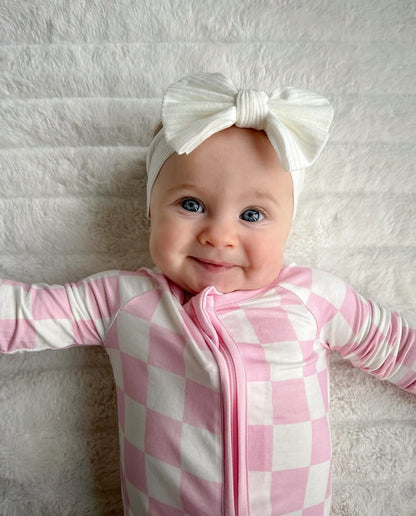 Pink Checkered Bamboo Romper