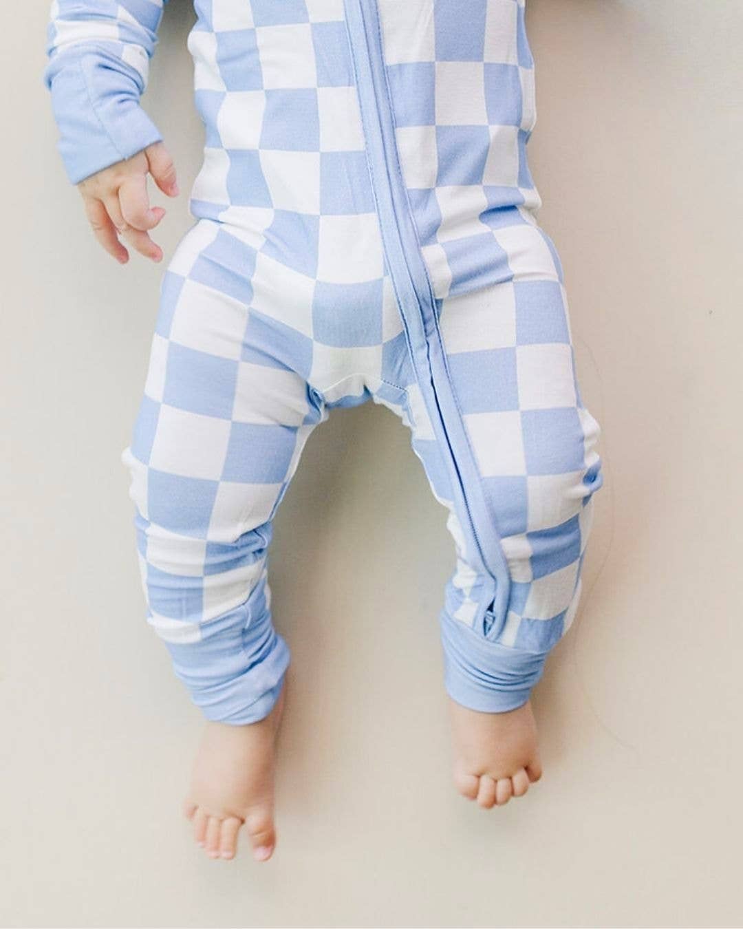 Tiny Cubs blue checkered romper bottom