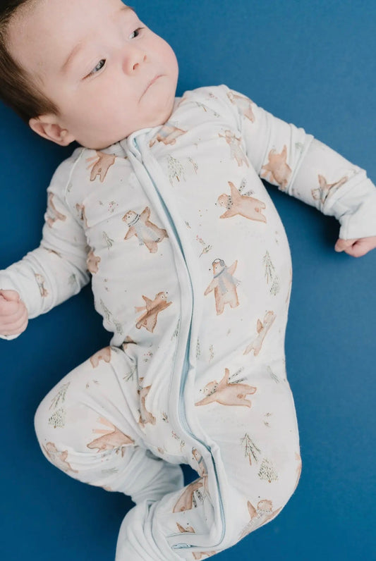 Beary Snow Day Bamboo Romper - Tiny Cubs and co.