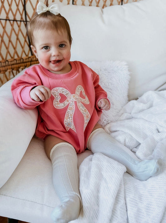 Floral Bow Bubble Romper - Tiny Cubs and co.