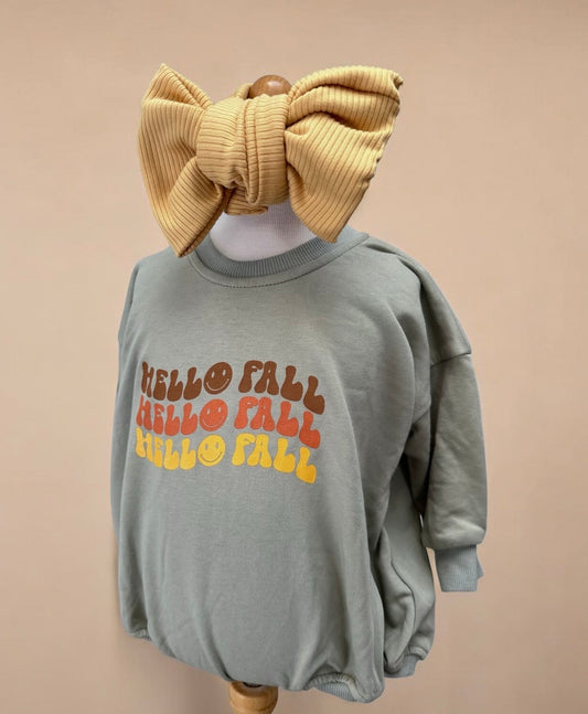 Hello Fall Oversized Bubble Romper - Tiny Cubs and co.