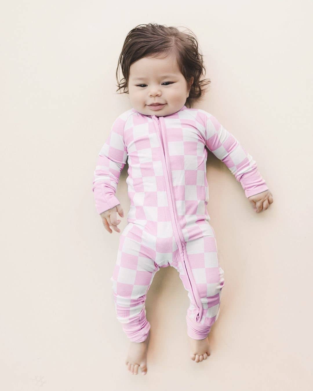 Pink Checkered Bamboo Romper